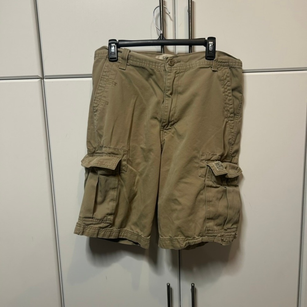 Levis Mens Cargo Shorts Tan Khaki Cotton Utility Workwear W34 Casual Summer